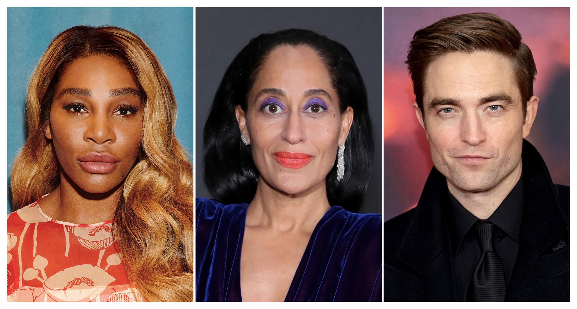 collage de serena williams, tracee ellis ross, et robert pattinson