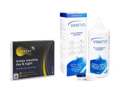 Lenjoy Monthly Day & Night (3 lentilles) + Vantio Multi-Purpose 360 ml avec étui