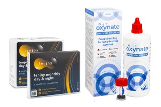 Lenjoy Monthly Day & Night (9 lentilles) + Oxynate Peroxide 380 ml avec étui