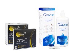 Lenjoy Monthly Day & Night (9 lentilles) + Vantio Multi-Purpose 360 ml avec étui